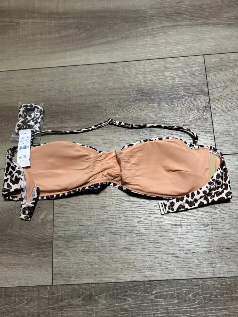 J. Crew Brown and Cream Leopard Print Bandeau Bikini